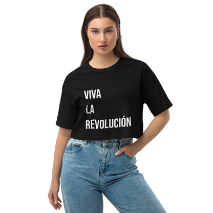 VIVA LA REVOLUCIÓN loose drop shoulder crop top